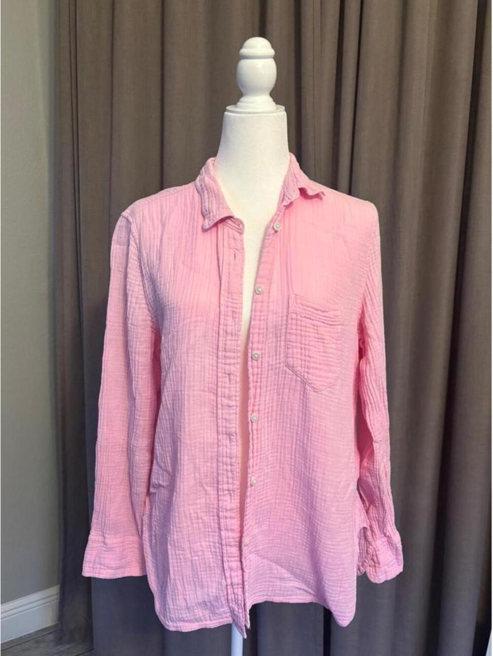 J.Crew Pink Double Gauze Cotton Shirt Size 8 Classic Fit